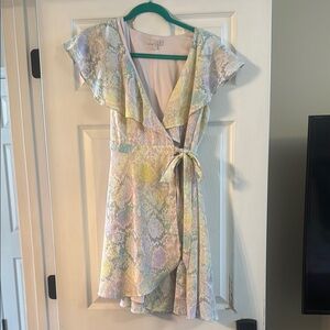 GB Pastel Snake Print Wrap Dress Size M
